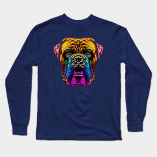 Bullmastiff Dog Colorful Stencil Long Sleeve T-Shirt